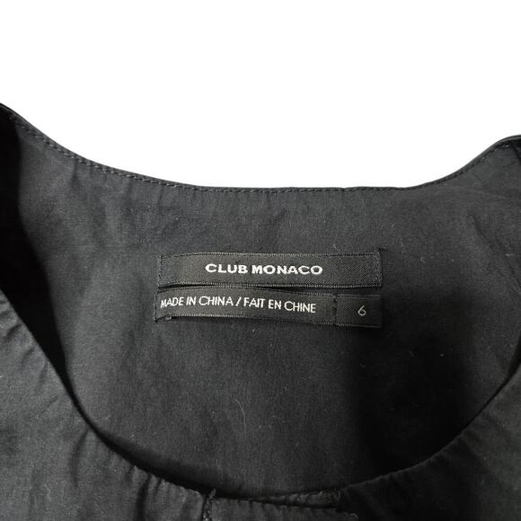 Club Monaco Black Button Front Dress Size: 6 - Picture 3 of 7